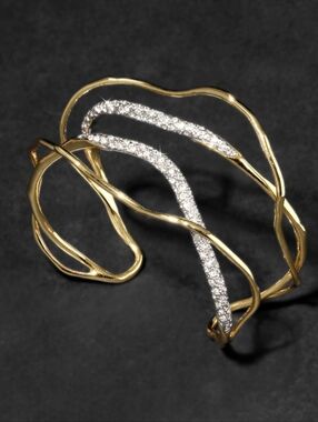 Alexis Bittar Solanales Gold Crystal Intertwined Cuff Bracelet